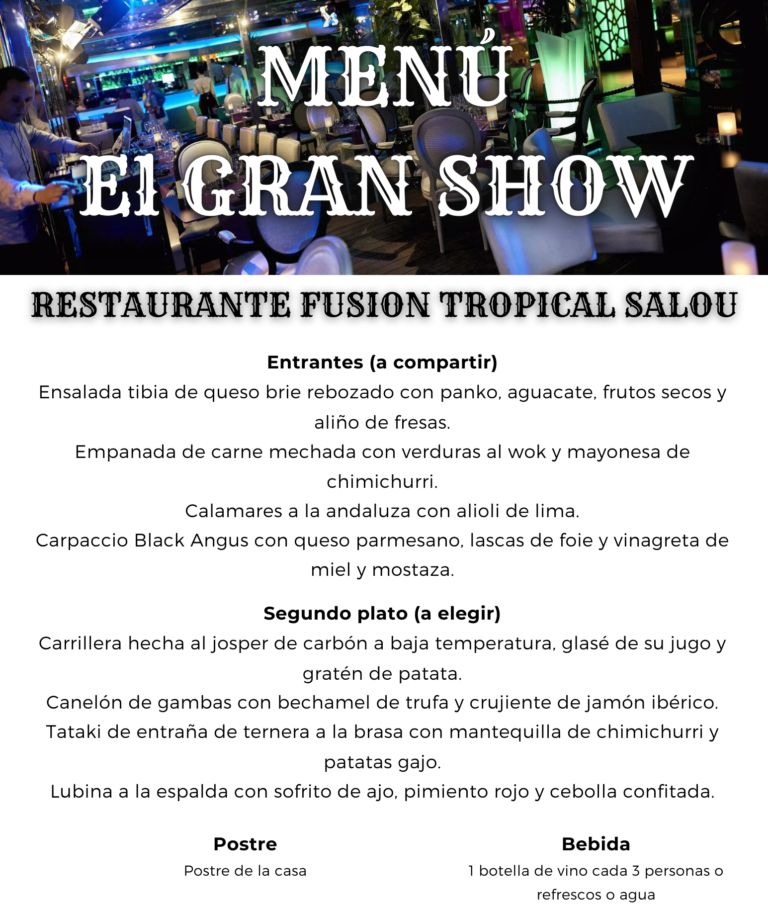 MENU DESPEDIDAS TROPICAL SALOU